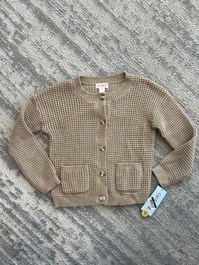 Cat & Jack Taupe Knit Button-Front Cardigan